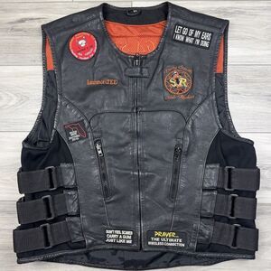 VTG Leather Biker‎ Vest Men's XXL Dirty South Slab Ryderz Motorcycle Patches
